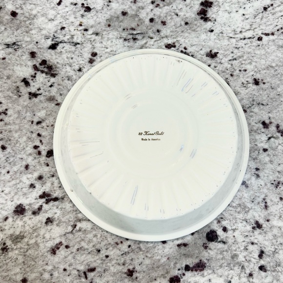 Vintage Deep Dish Pie Plate 22 Karat Gold Flowers Gold Trim Made in America - Picture 4 of 8